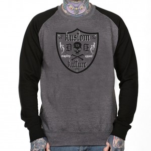 Dragstrip Clothing Americana jeresey L/sleeve Grey/Black Kustom Kulture